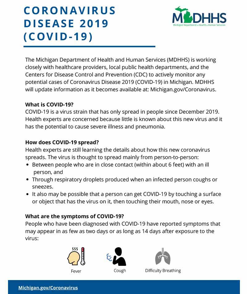 Updated COVID-19 Information for Clio MI